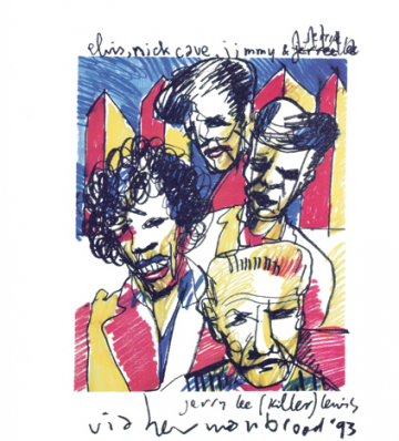 Herman Brood litho Elvis & Friends 50x60 cm