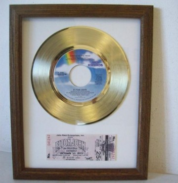 Gouden plaat Elton John Candle in the Wind - Princess Diana