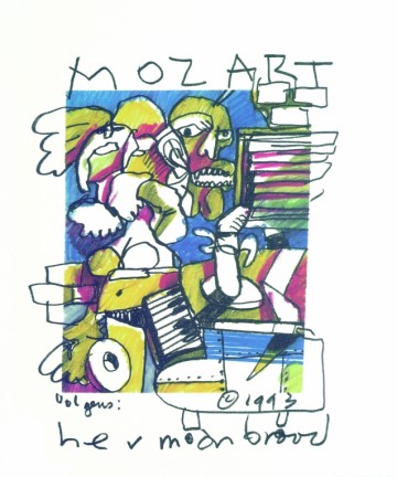 Herman Brood litho Mozart Amadeus