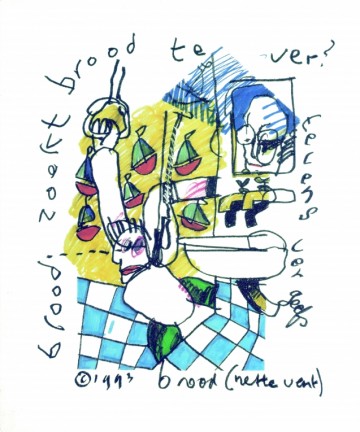 Herman Brood litho Nette Vent in Bad zelfportret