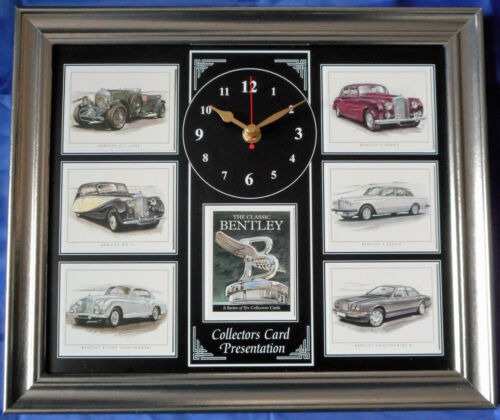 Zwarte Wandklok met een collage van Klassieke Bentley
