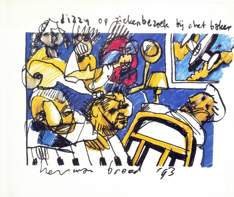 Herman Brood litho Dizzy Gilespie & Chet baker