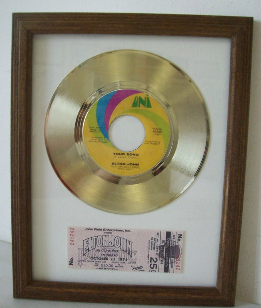 Gouden plaat Single Elton John - Your Song